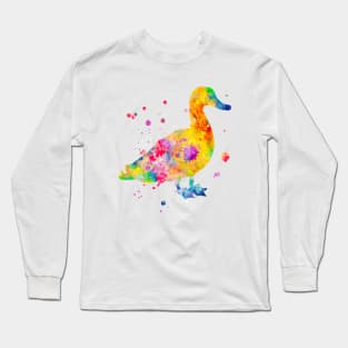 Duck Watercolor Painting Long Sleeve T-Shirt